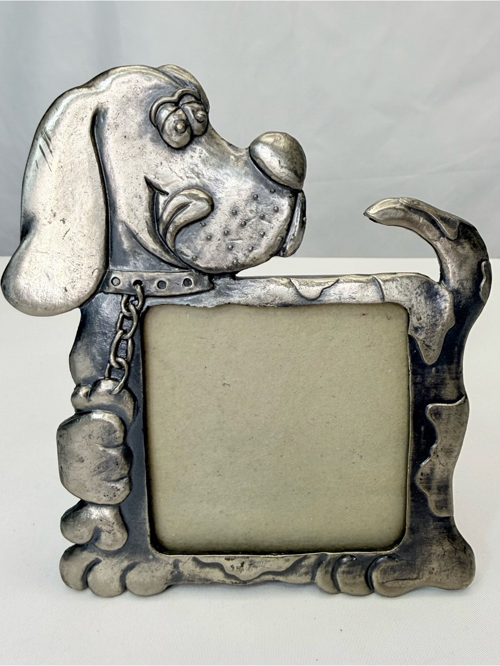 Whimsical Dog-Shaped Picture Frame in Silver - Decorative Accent